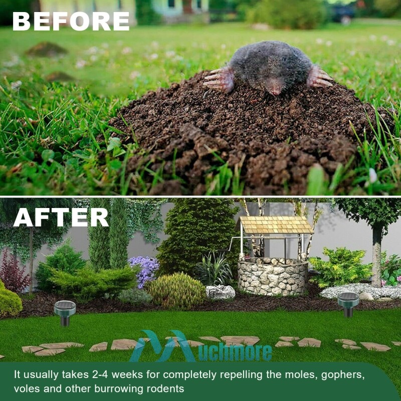 2~4Pcs Solar Power Ultrasonic Repellent Mice Gopher Mole Snake Squirrel Repeller