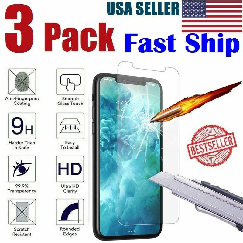 3-Pack iPhone 6s+ 7 8 Plus Tempered GLASS Screen Protector Bubble Free 11Pro Max