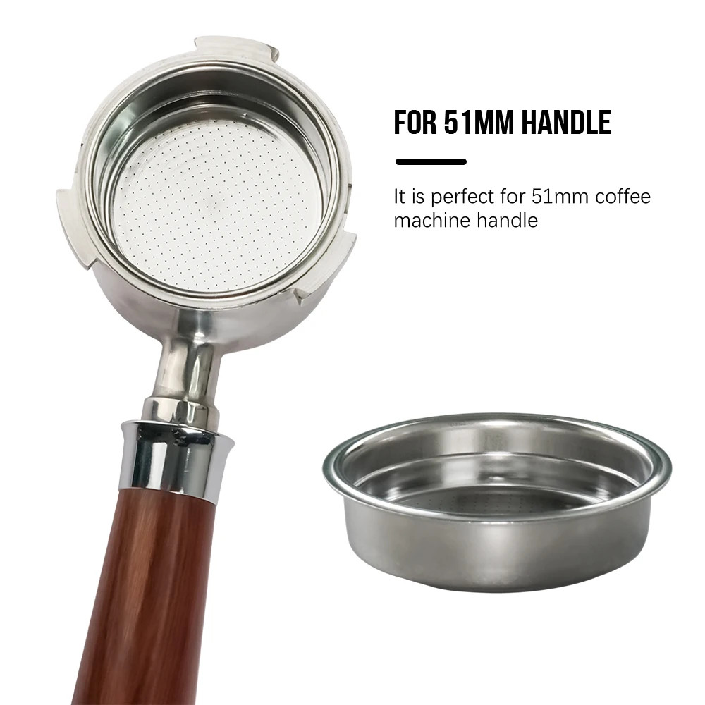 51mm Double Layer Pressurized Coffee Filter Basket,Reusable Coffee Filter Cup