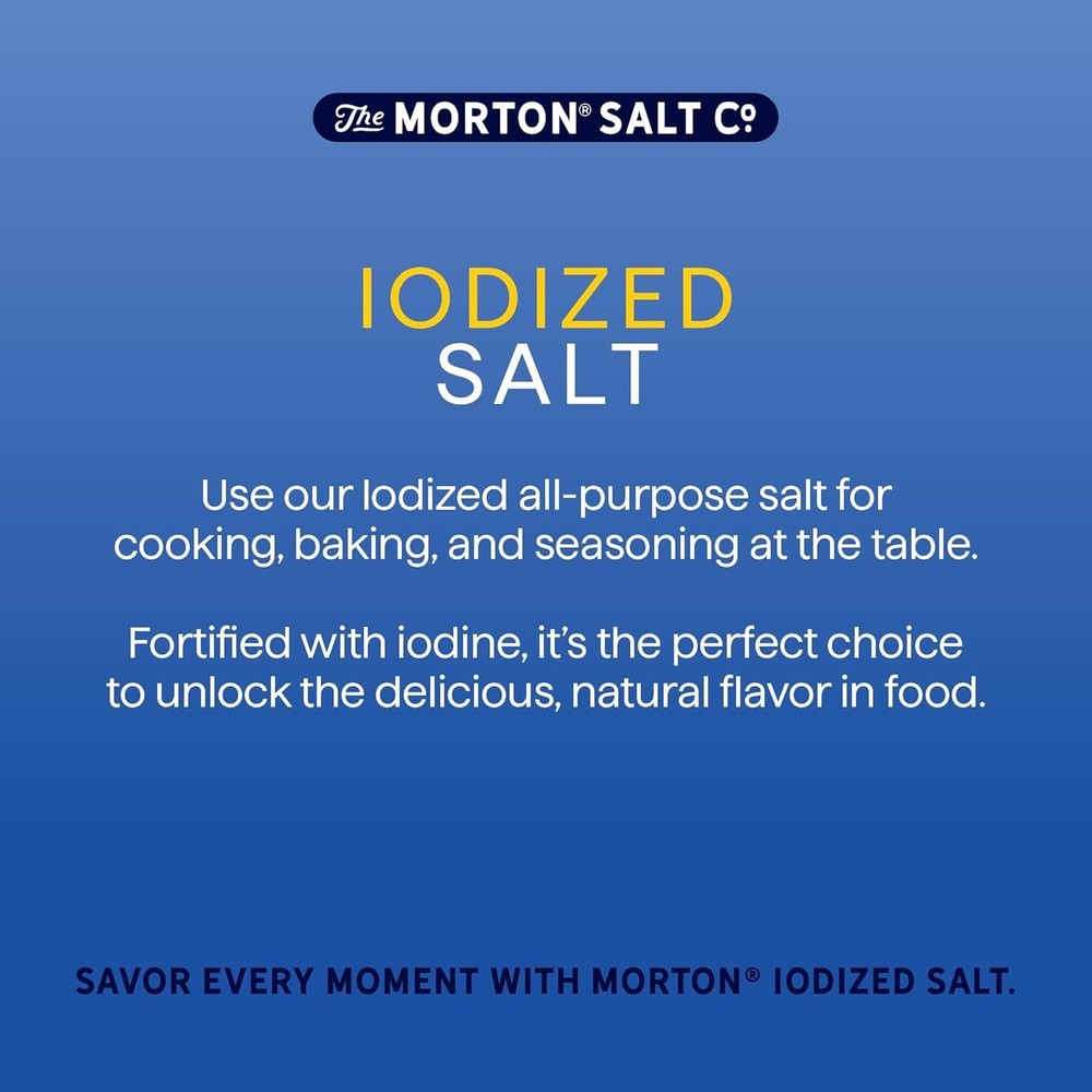 Moisture-Resistant Iodized Salt 26oz Pack of 2 - Essential for Every Kitchen