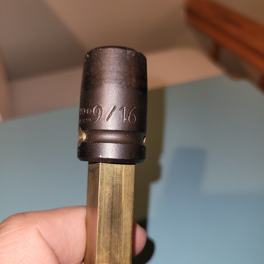 Vintage Profession Solid Brass T-Handle Socket Tool 9/16 number 7418 H.. Rare