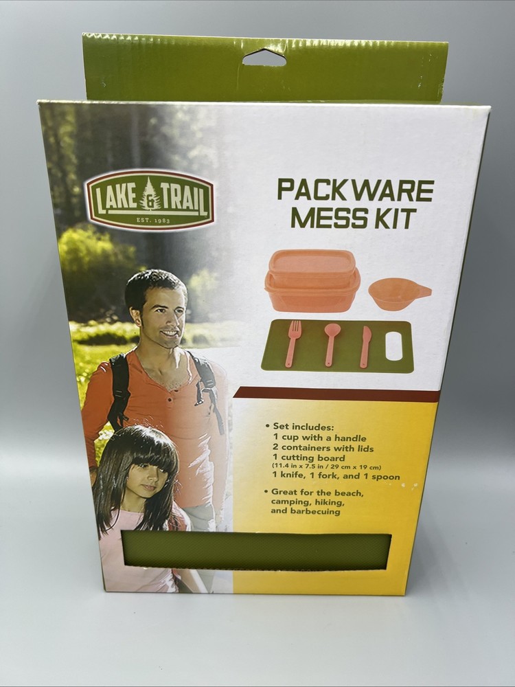 Lake & Trail Pack Ware Mess Kit, Camping, Hiking, Backpack, Container, Fork, ETC