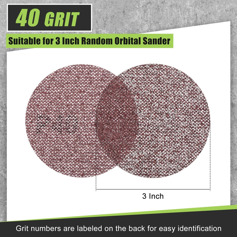 50 Pcs 3 Inch Grid Sanding Discs, 40 Grit Wall Sanding Discs