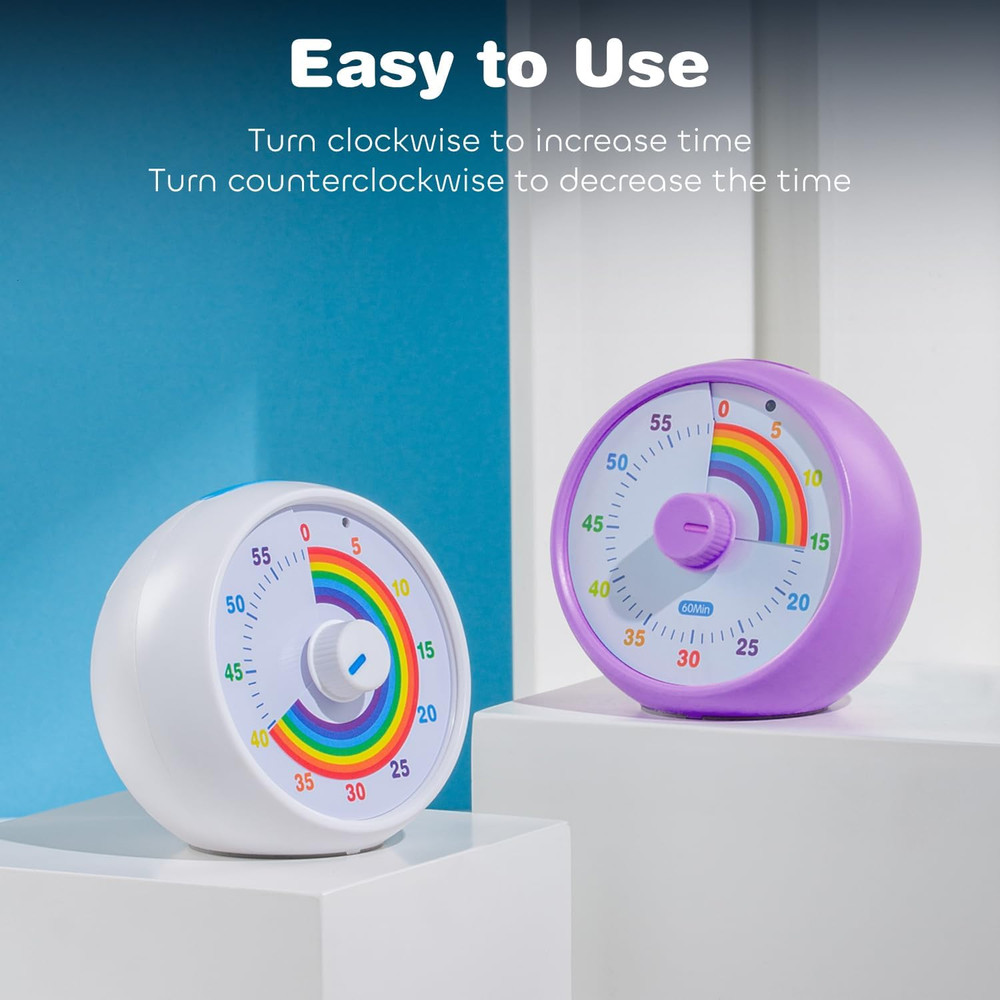 Visual Timer for Kids, 60-Minute Countdown for Classroom Office Kitchen, Desk Ti