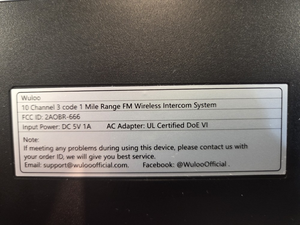 Wuloo Wireless Intercoms System for Home Office WL666 (4) pack 1 mile range