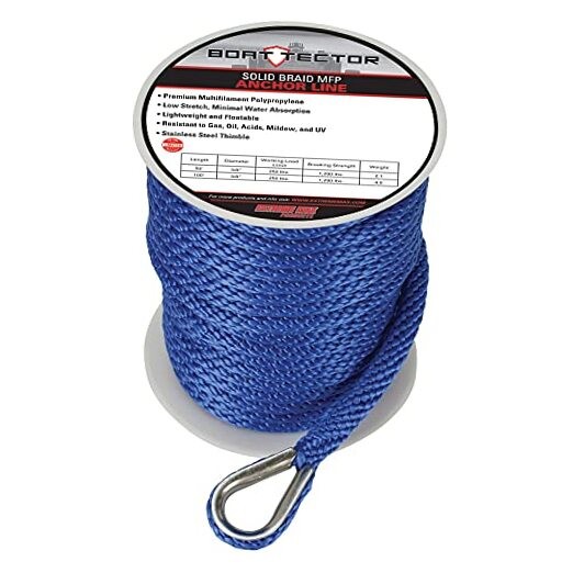 3006.3478 BoatTector Solid Braid MFP Anchor Line with Thimble - 1/2" x 100',