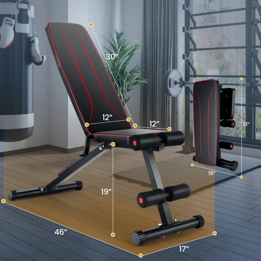 660LBS Weight Bench Foldable Workout Bench Press 8-Adjustable Backrests Home Gym