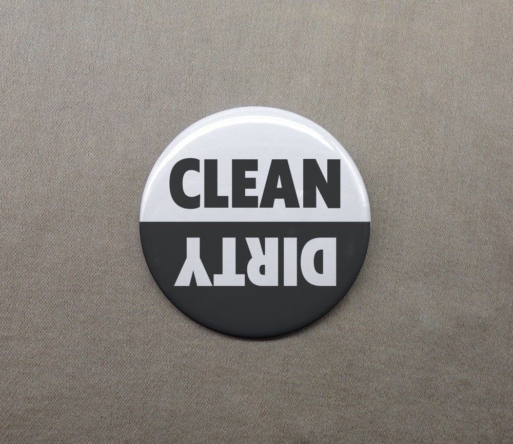 Clean Dirty 1.25” Reversible Button Language Comedy Joke Button