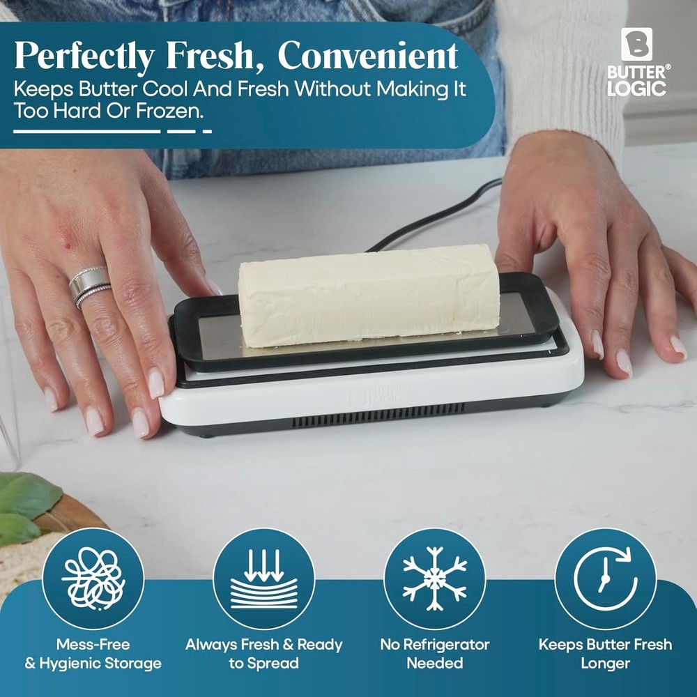 Elegant Smart Butter Dish with Cooling System - Keeps Spreadable Freshness
