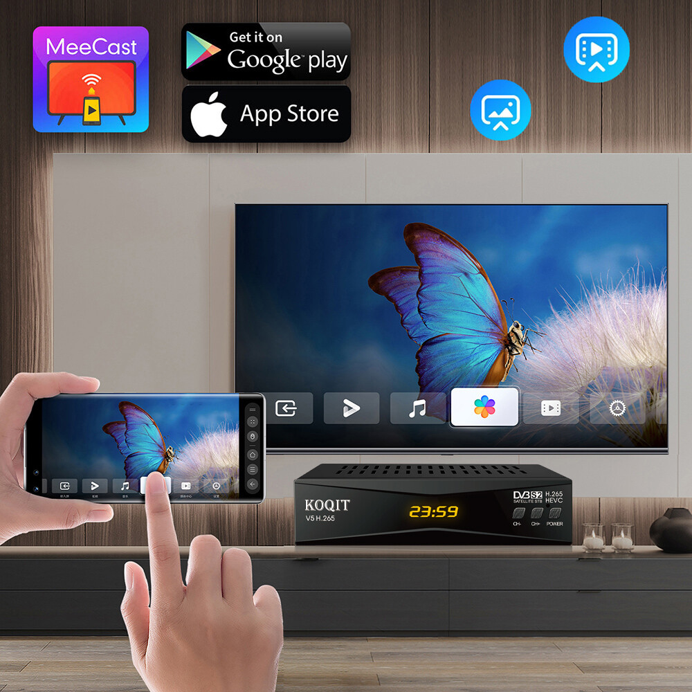 FTA Satellite Receiver Decoder Finder H265 DVB S2 Media Streaming Meecast Tv box