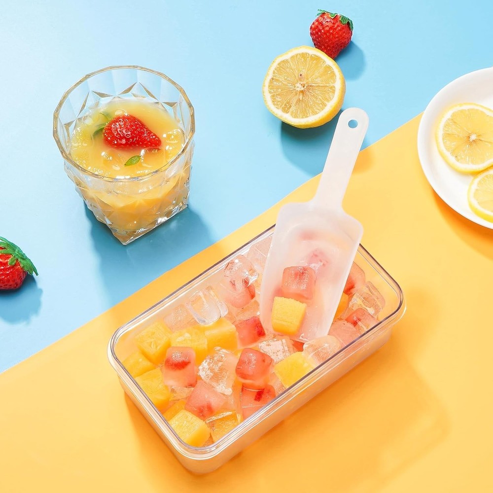 Durable Ice Cube Tray with Bin & Scoop - Quick Release for Busy Entertainers