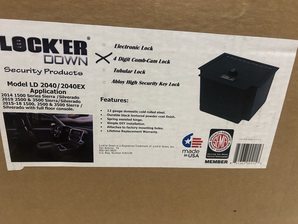 Locker Down Console Safe Model LD2040. 2014-2018 Chevy Silverado