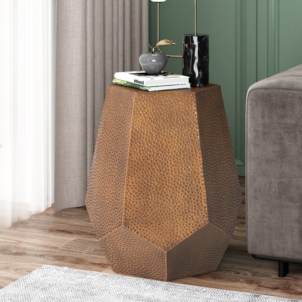 [New]METAL HAMMERED END TABLE