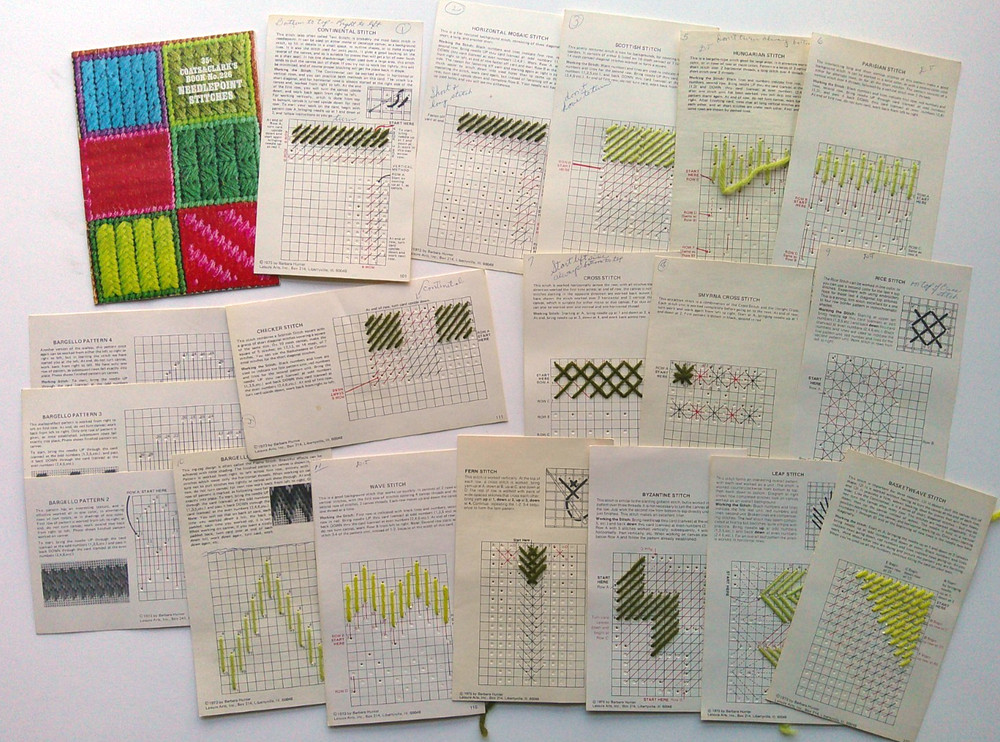 Catalog of Needlepoint Stitches plus 18 stitch practice pattern sheets