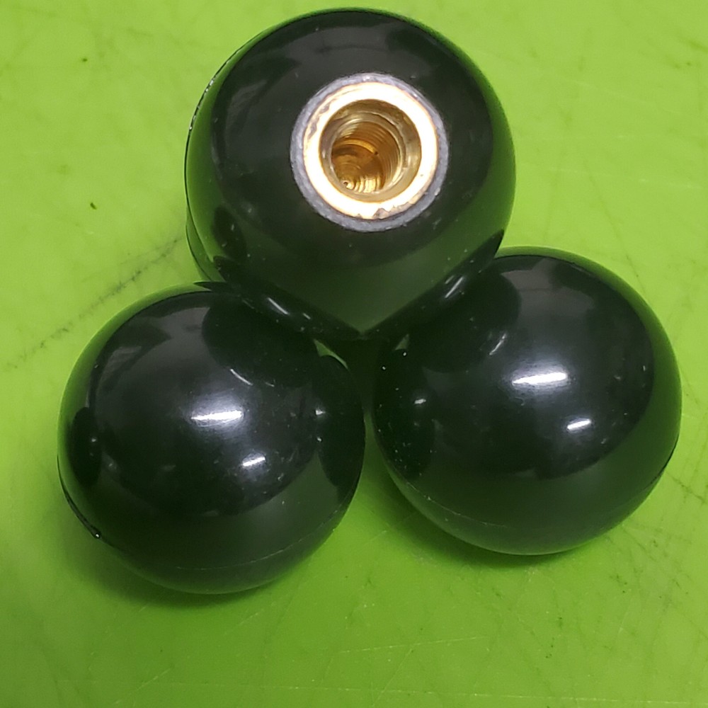 TE-CO 43602 Plastic Black Ball Knobs Original with Brass threads (2pcs) TE.CO