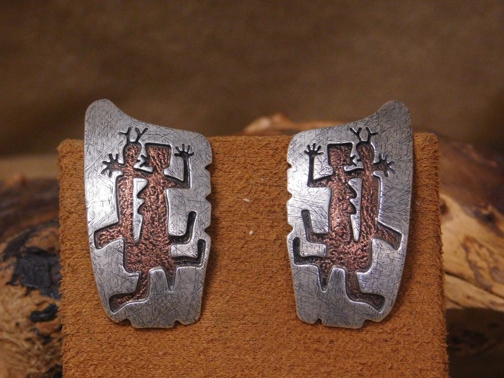 Vintage Copper Sterling Silver Overlay Post Earrings