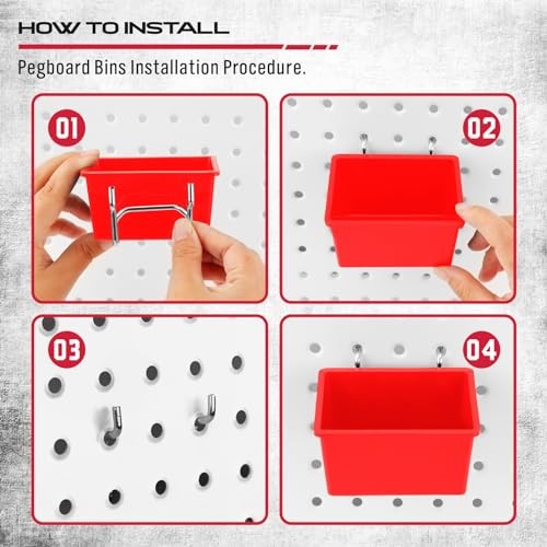 Ultimate 121-Piece Pegboard Hooks Set, Pegboard Accessories with Metal Red