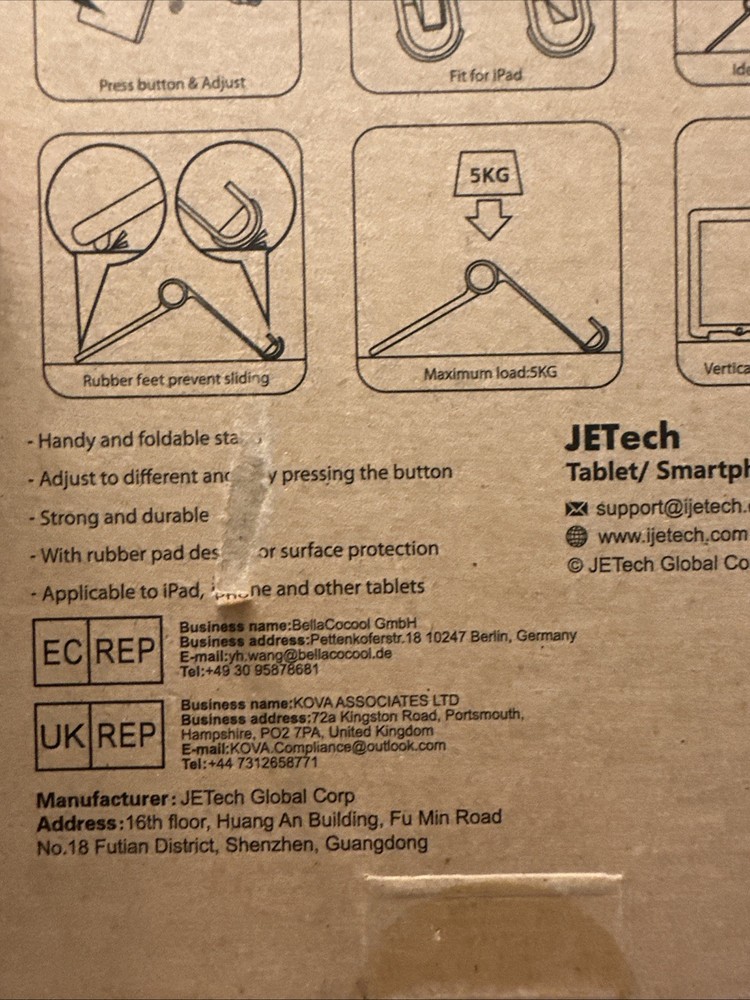 JETech Tablet Stand, Adjustable Portable Desktop Holder, Silver