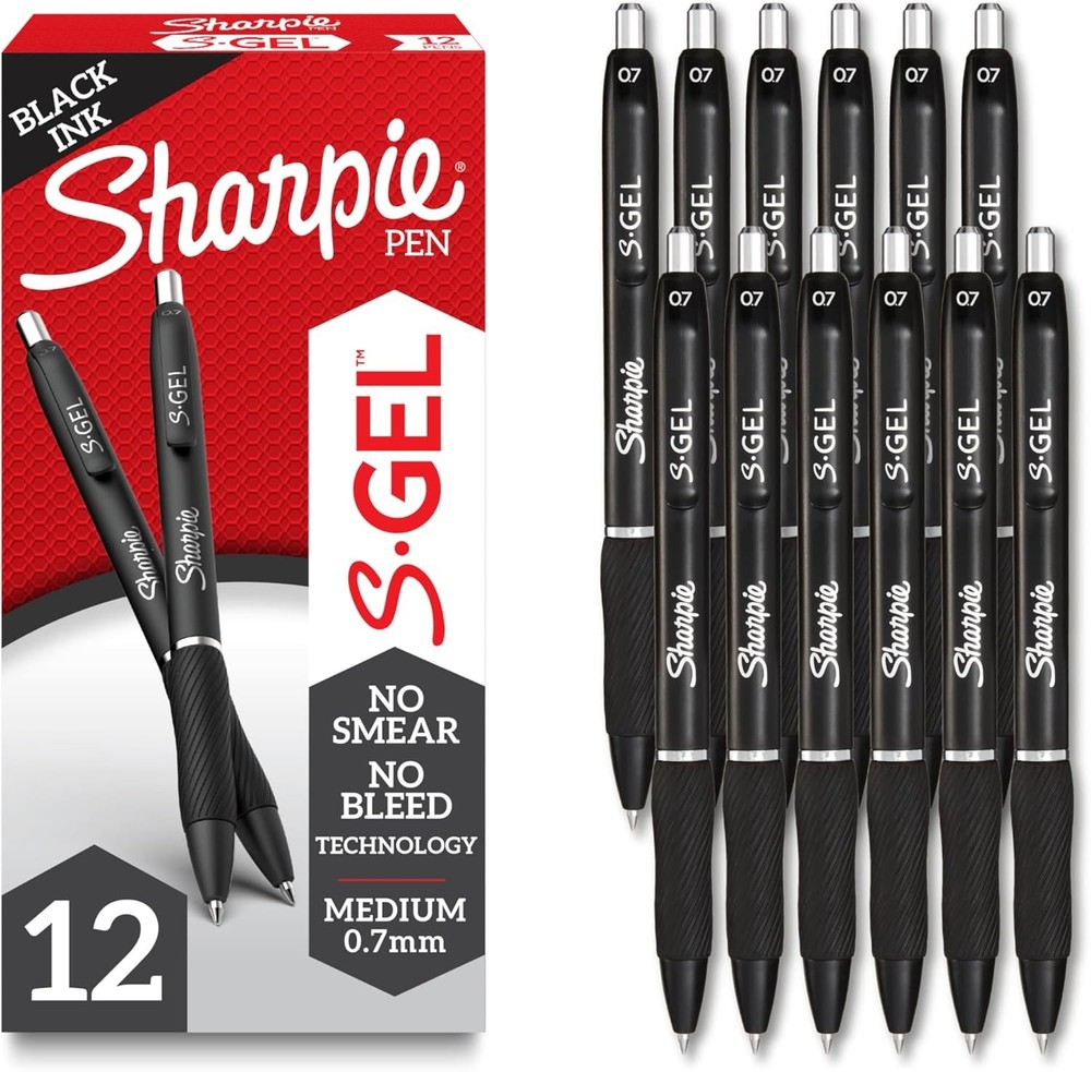 ie S-l l Pens, Bla , Medium Point, Bla l Ink Pens, -