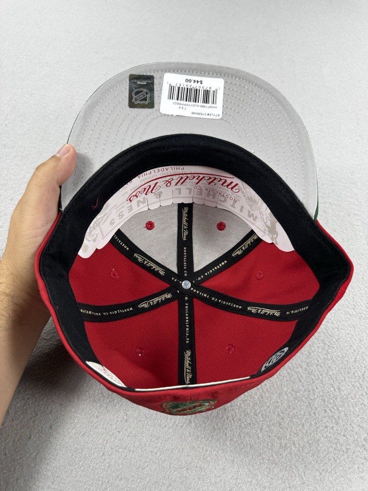 New Jersey Devils Fitted Hat 7 3/4 Mitchell & Ness NHL Red Green Cap