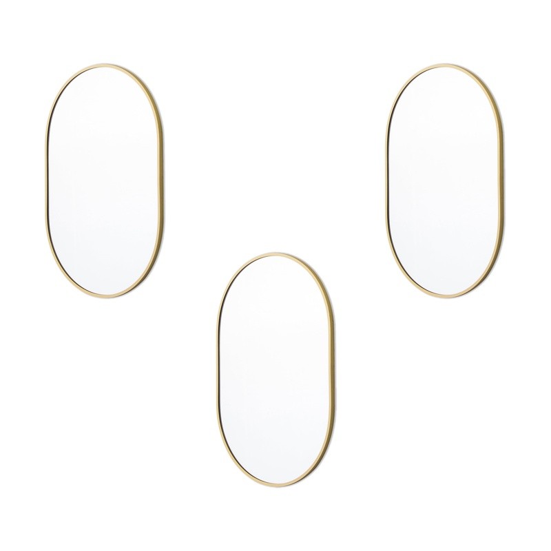3PC Gold Capsule Shape Mirror Set W/ Removable Chain Versatile Display 8" x 12"