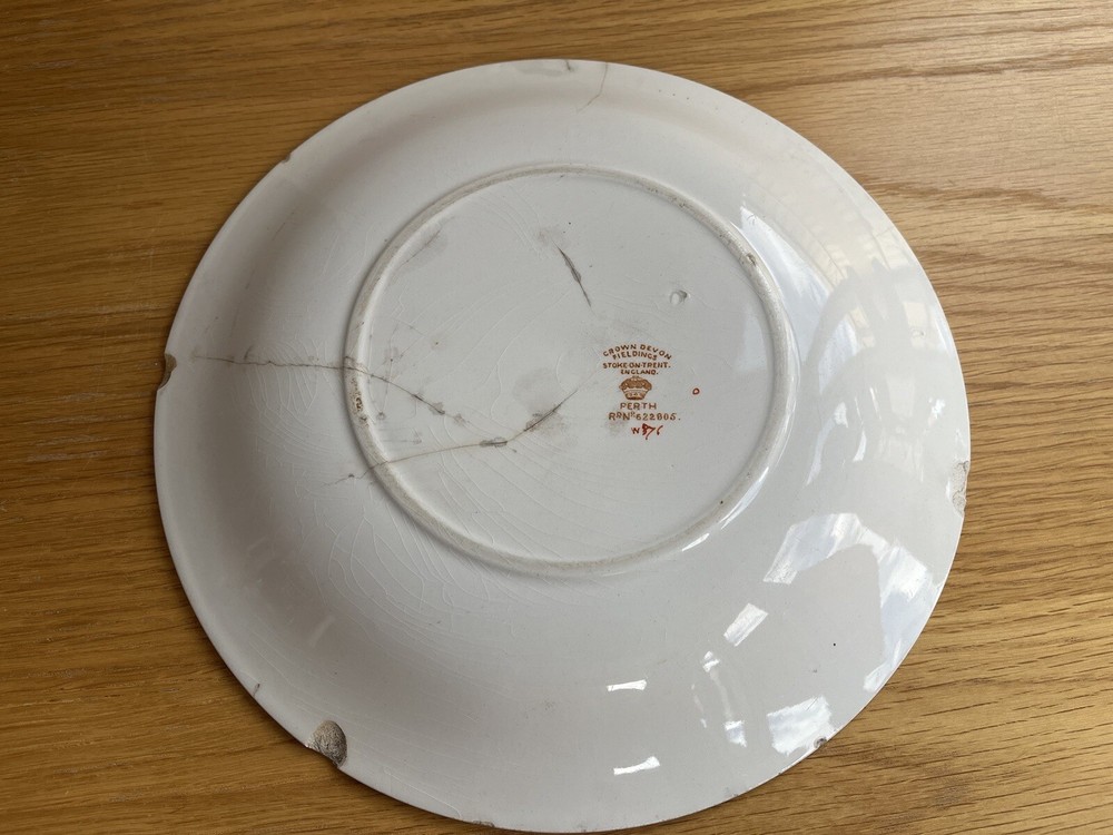 Antique Crown Devon Fieldings salad Water Drainer, Perth Pattern, Base Damage