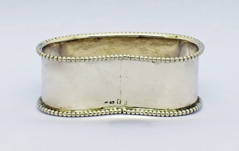 Antique Beaded Austrian 800 Silver Napkin Ring "Peter" name engraving