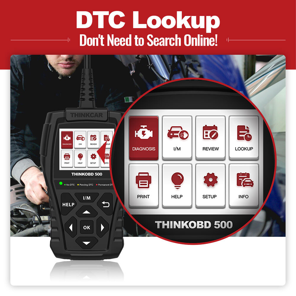 2024 THINKOBD 500 OBDII Code Reader EOBD Car Check Engine Fault Diagnostic Tool