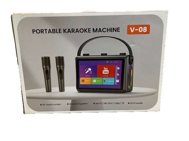 Portable Karaoke Machine V-08 Bluetooth Speaker with Wireless Microphones