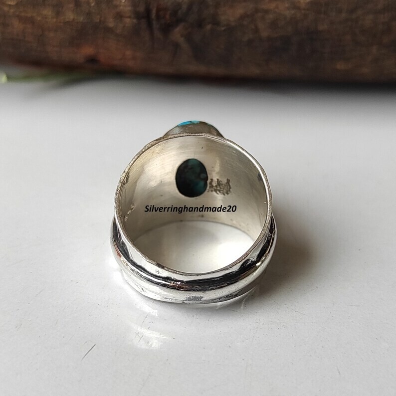 Blue Copper Turquoise Solid 925 Sterling Silver Statement Ring, All Size M1661