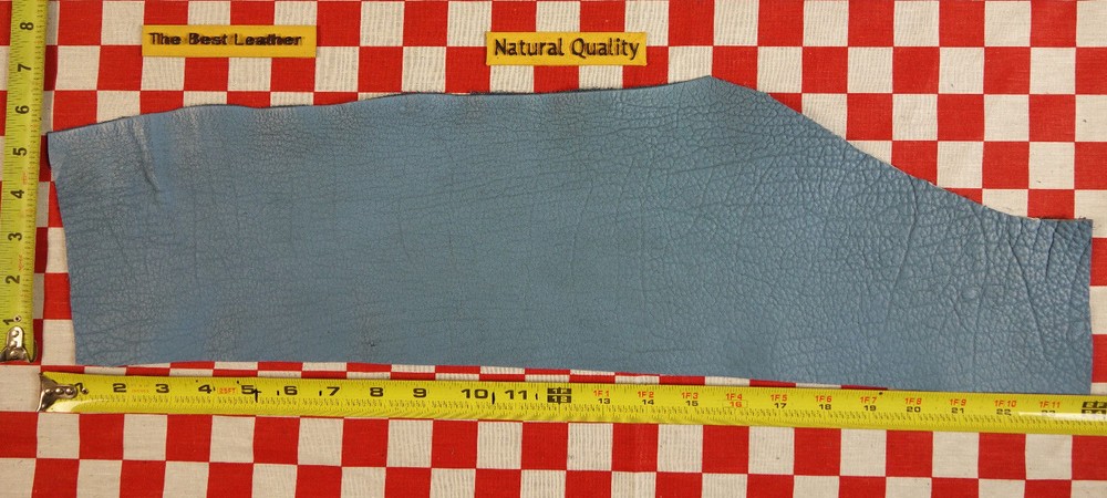 HORWEEN SKY BLUE BISON 6 oz LEATHER PIECE, 24" x 6", NAT. QLTY