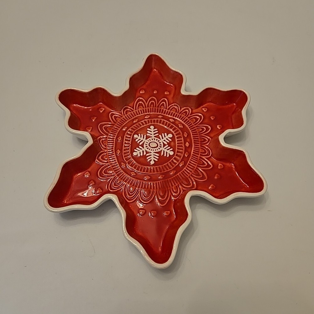 Red Snowflake Hallmark Christmas Serving Tray