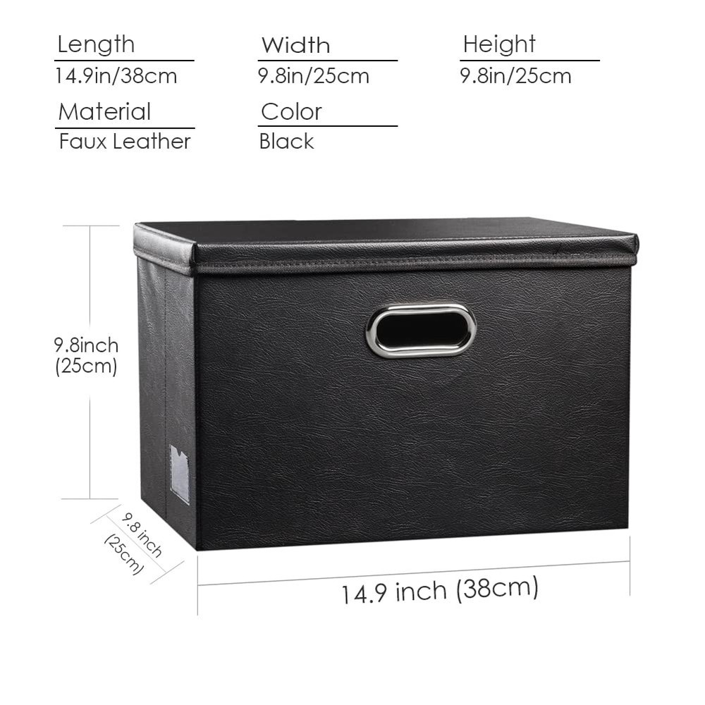 PRANDOM Foldable Storage Bins with Lids [5-Pack] Medium(5-Pack), Black