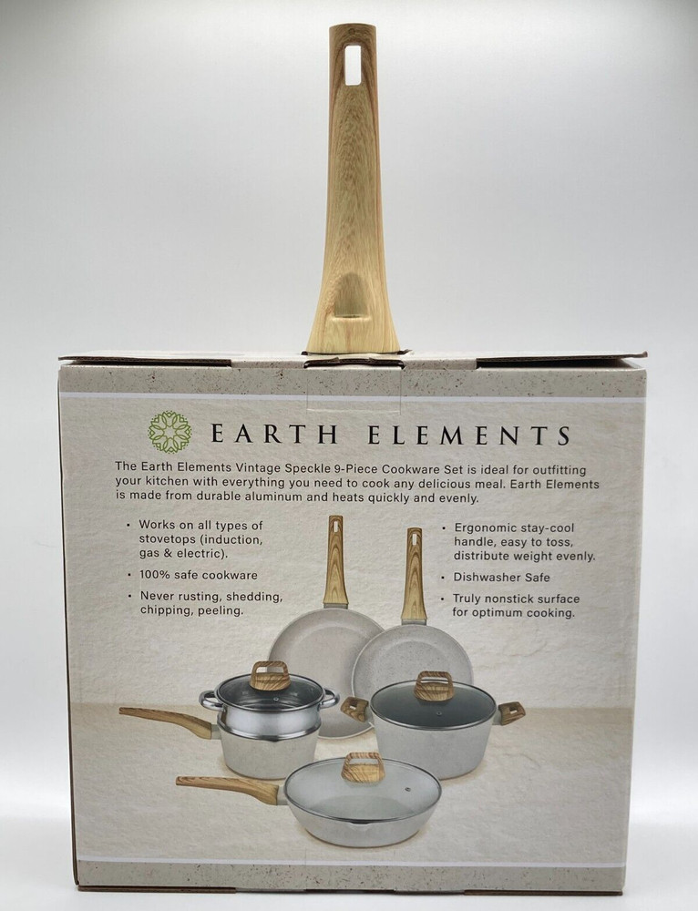 Earth Elements 4.5 Quart Sauté Pan w/ Lid Non-Stick, Cream, Gray Speckle EESS005