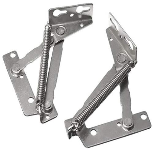 2 Pieces 80 Degree Foldable Lifting Bracket, Black Spring Hinges are Silver