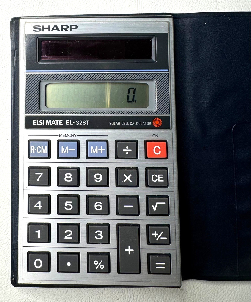 Vintage Sharp EL-326T Pocket Solar Cell Calculator Working Condition