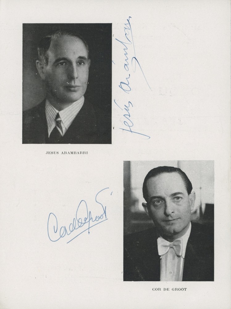 Arámbarri, Jesús. & De Groot, Cor. Signed Piano Orchestra Concert Program