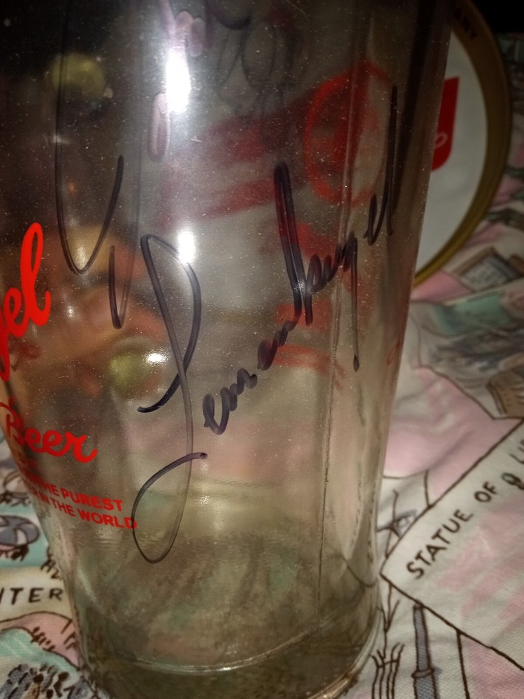 Leinenkugel's double bubble clock, Autographed tray, Signed Pitcher, Original!!