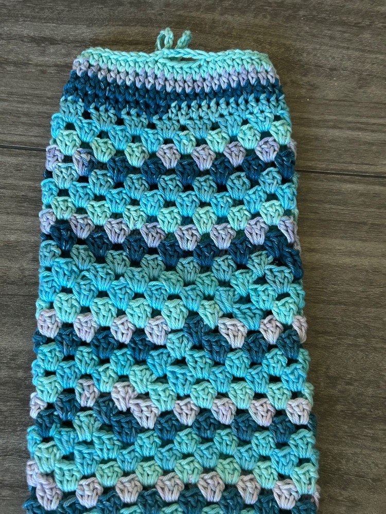 Cotton crochet plastic bag holder