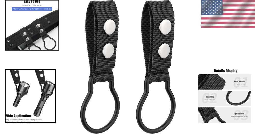 Nylon Flashlight Holder for Duty Belt - 2 Pack, Perfect for D/C Cell Lighting