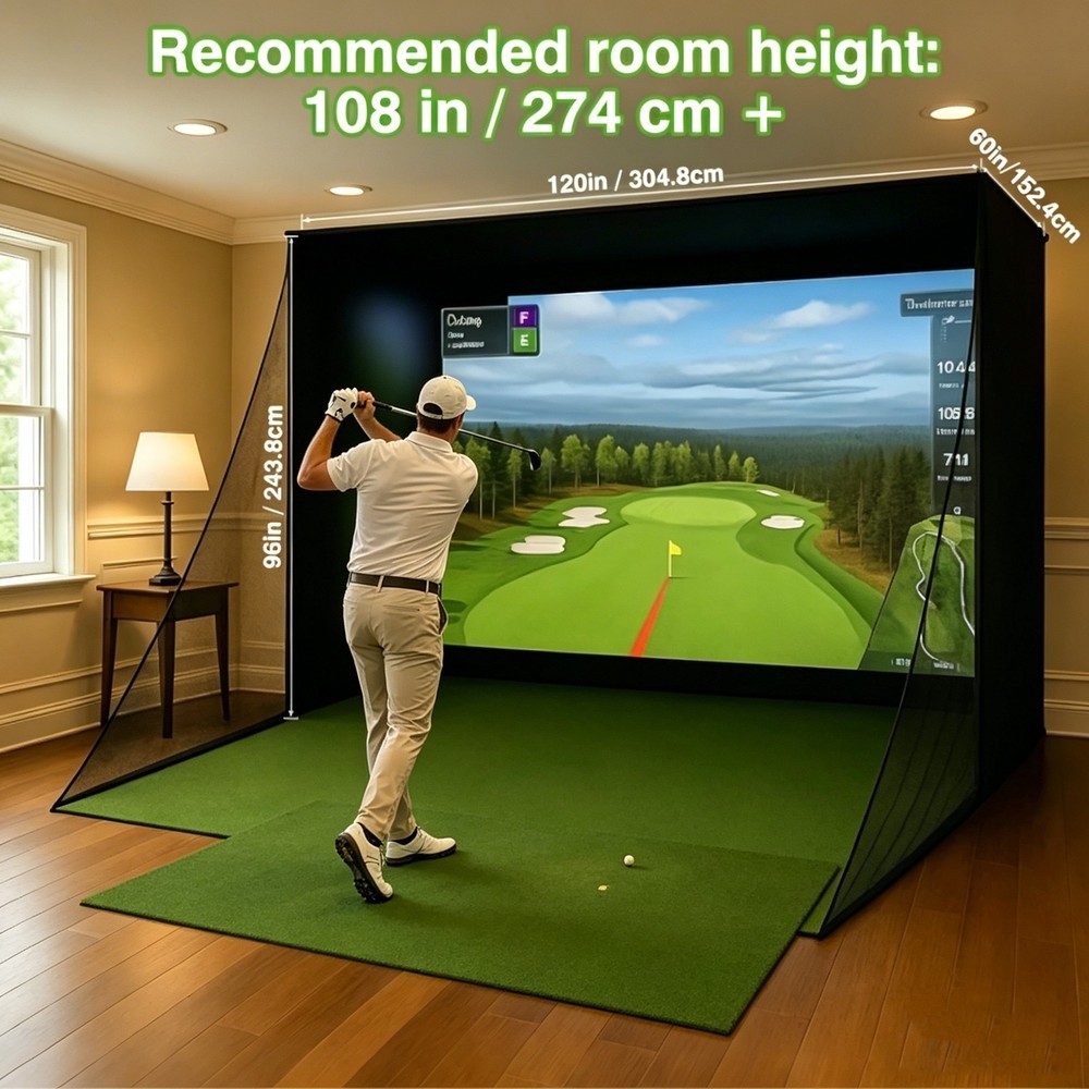 10×8ft Enhanced Edition Golf Simulator Enclosure Nets Sturdy Indoor Golf Cage