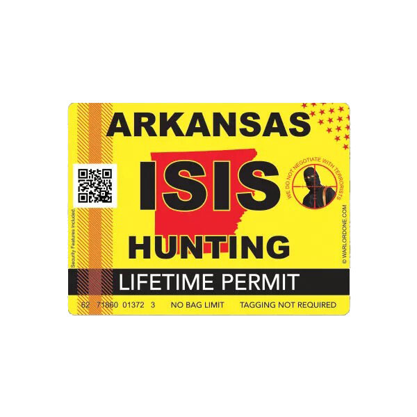 ISIS Terrorist Arkansas State Hunting Permit Sticker Decal
