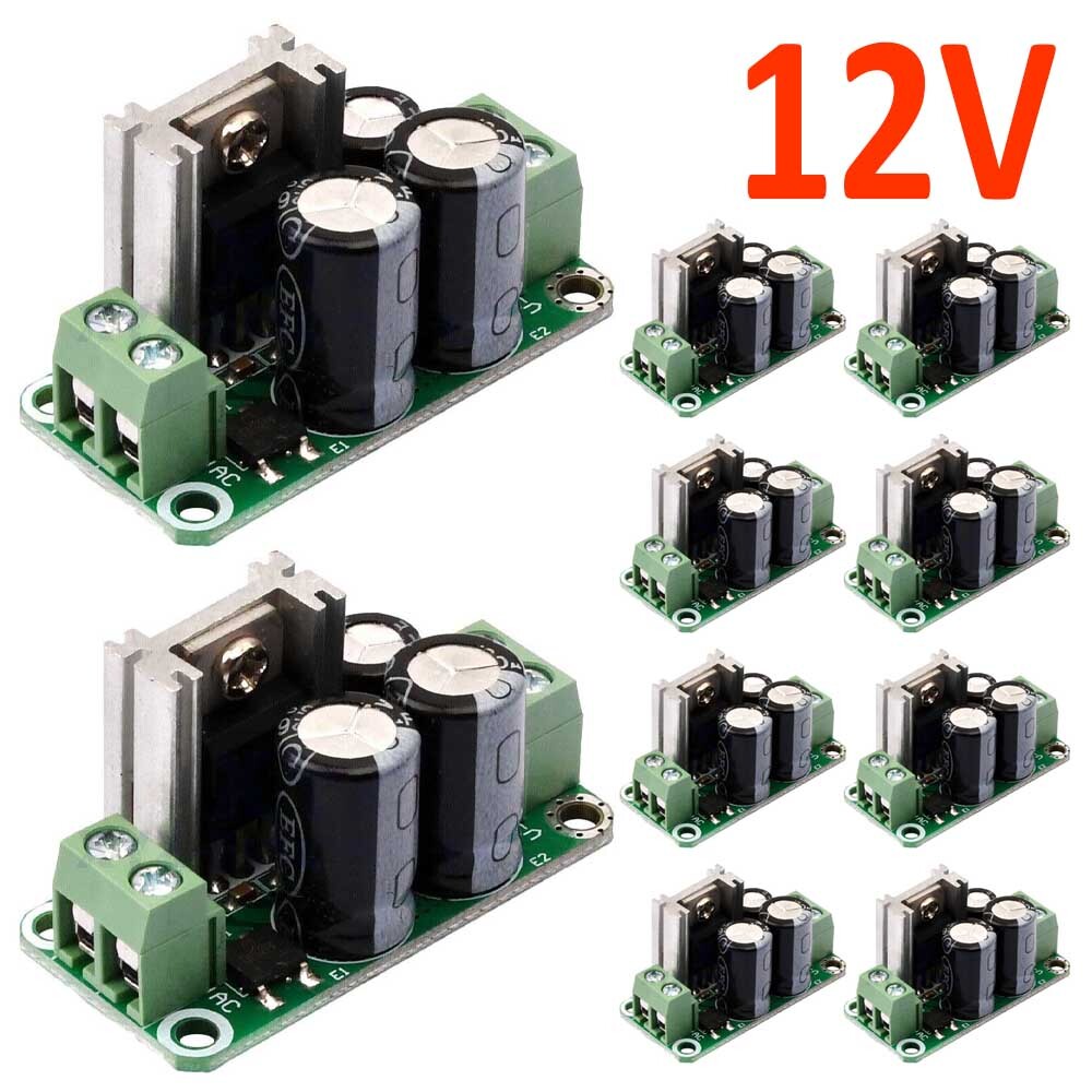 10PCS Single Regulated Power Supply Module AC to DC 12V Rectifier Filter Board