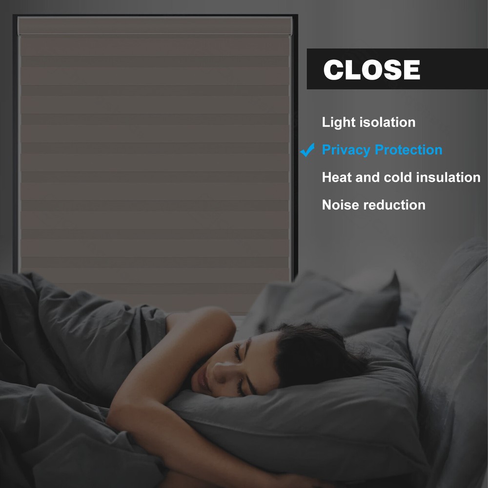 85% Blackout Cordless Customized Roller Blinds Dual Layer Zebra Shades