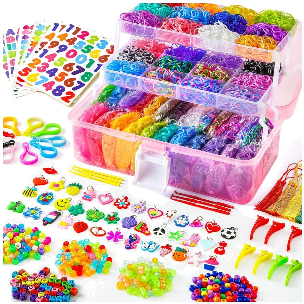 17500+ Rubber Bands Set with Pink Container