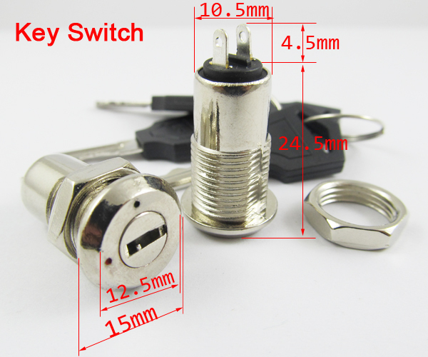 10pcs Key Ignition Switch ON/OFF Lock Switch K3 with Plastic Handle 10.5x29mm