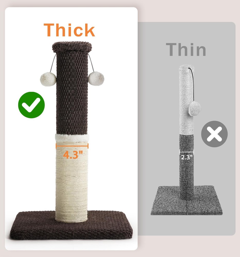 Made4Pets Tall Cat Scratching Post, Heavy Duty and Thicker Scratching Posts for