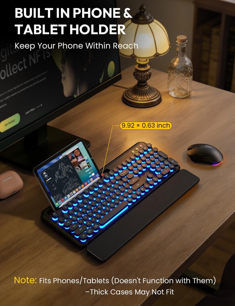 Wireless Keyboard and Mouse Combo - Backlit Typewriter Keyboard with Magnetic...