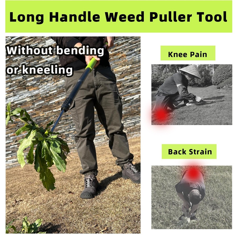 KLDOLLAR Weed Puller Tool, 48" Long Handle Weeder Puller Tool with Soft Foam ...