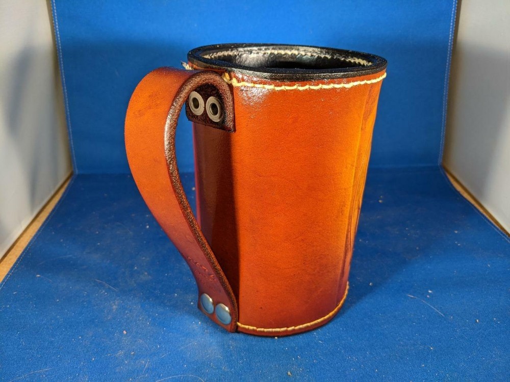 Celtic Shamrock Leather Mug by Elandah Leather
